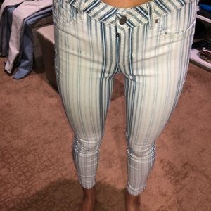 Blue and white stripped jeans